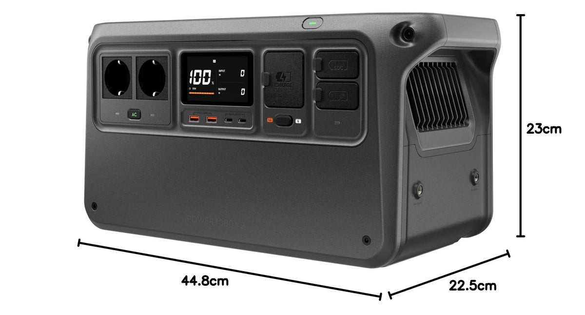 Tragbare Powerstation 1024 Wh LFP-Akku, 2600 W Ausgangsleistung, in 37 Min. auf 80%, 26 dB leise, Schwarz