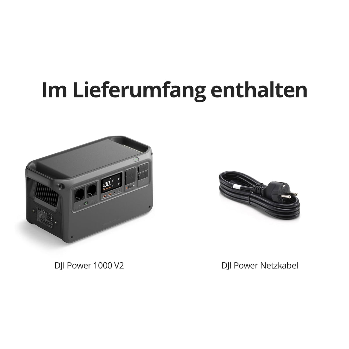 Tragbare Powerstation 1024 Wh LFP-Akku, 2600 W Ausgangsleistung, in 37 Min. auf 80%, 26 dB leise, Schwarz