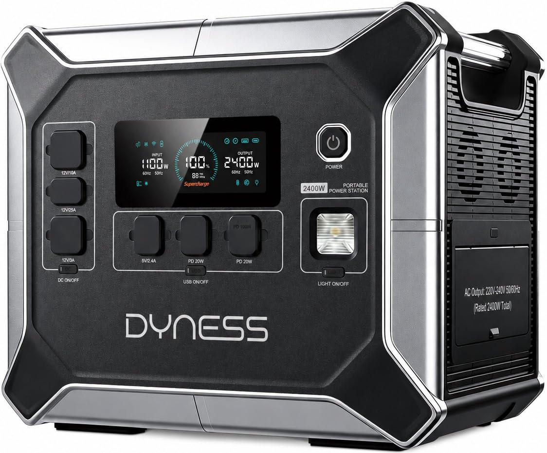 Tragbare Powerstation 2048 Wh LiFePO4, 2400 W Nennleistung, 4800 W Spitze, 16 Ausgaenge, UPS, reine Sinuswelle