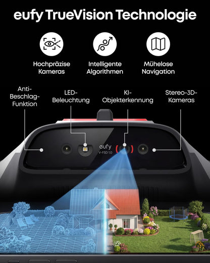 Maehroboter ohne Begrenzungskabel mit Garage und 4G, KI-Kameranavigation, 300 Hindernisarten, 58 dB