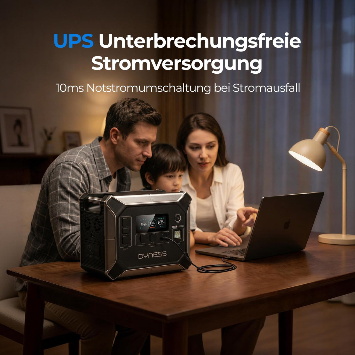 Tragbare Powerstation 2048 Wh LiFePO4, 2400 W Nennleistung, 4800 W Spitze, 16 Ausgaenge, UPS, reine Sinuswelle