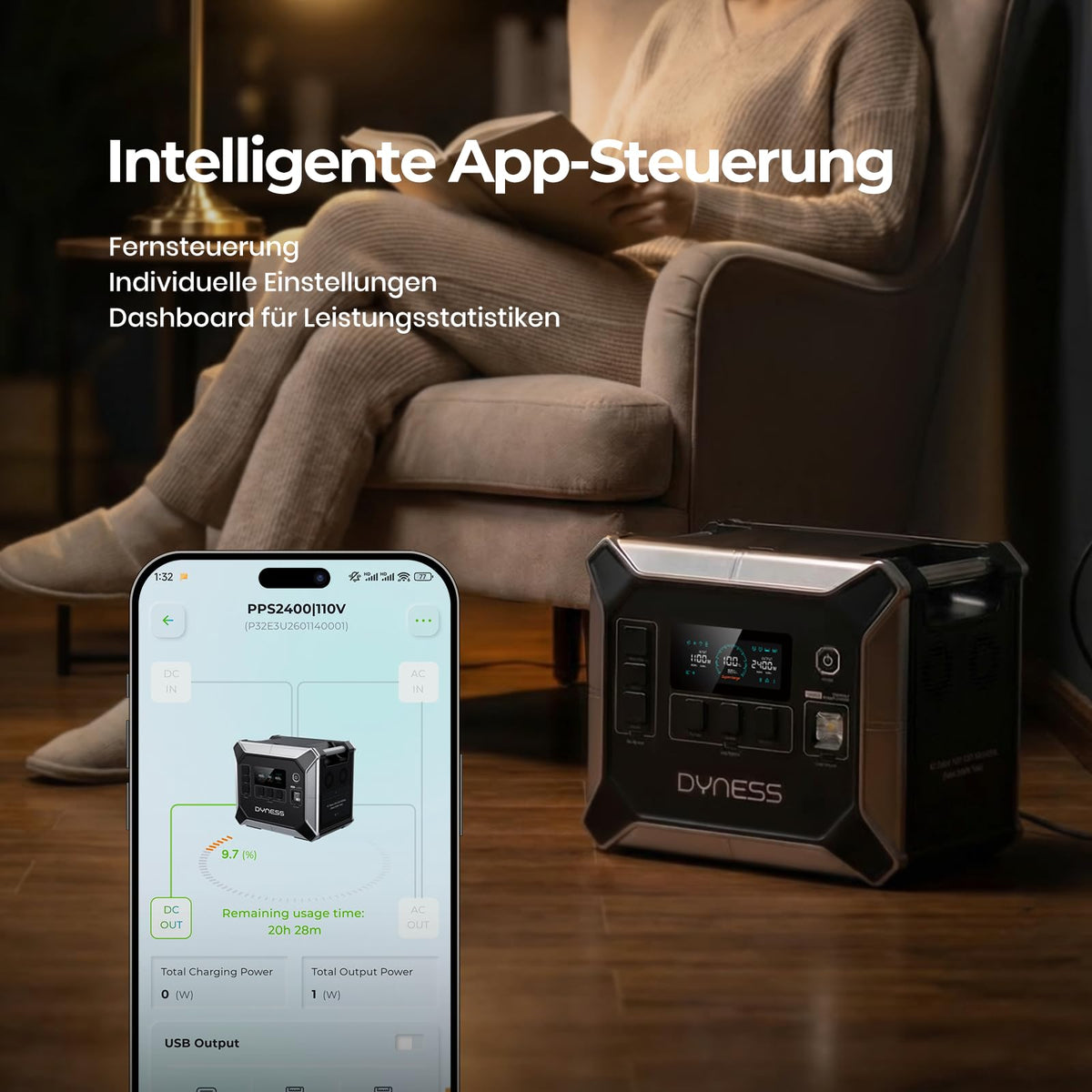 Tragbare Powerstation 2048 Wh LiFePO4, 2400 W Nennleistung, 4800 W Spitze, 16 Ausgaenge, UPS, reine Sinuswelle