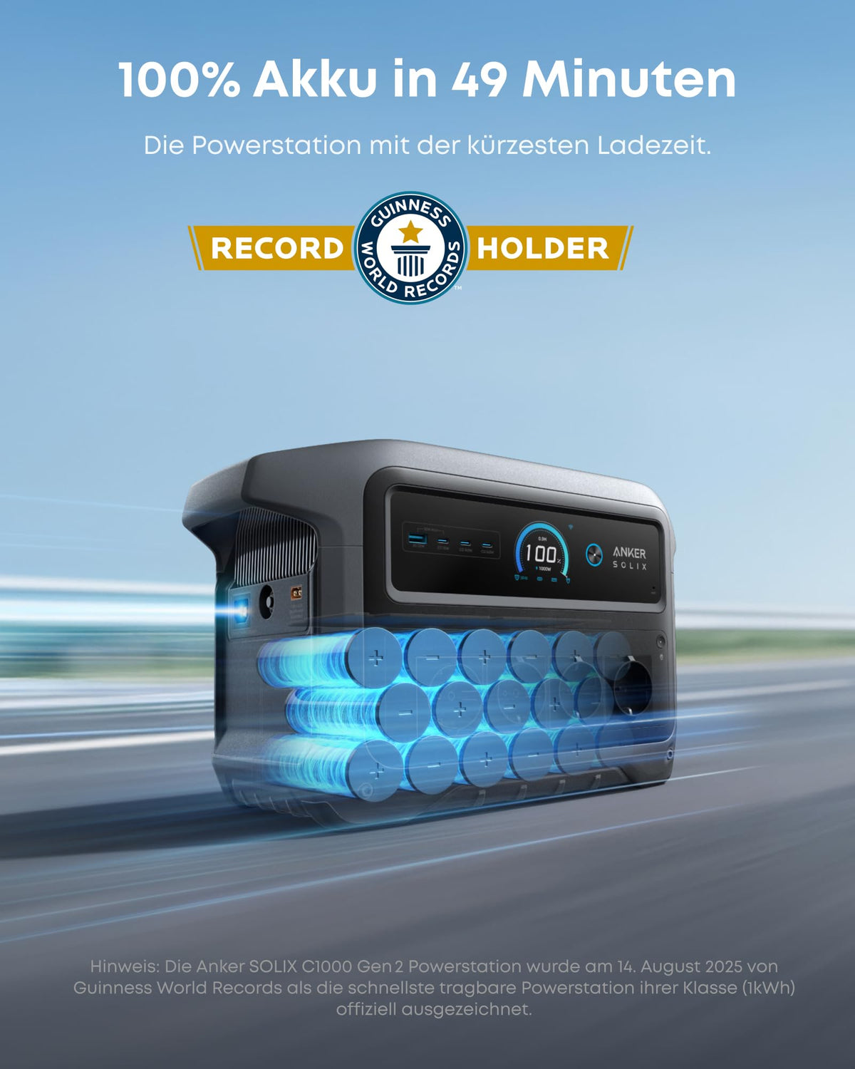 Tragbare Powerstation 1024 Wh mit 200 W Solarpanel, 2000 W Ausgang, IP67 wasserdicht, 49 Min. Schnellladung