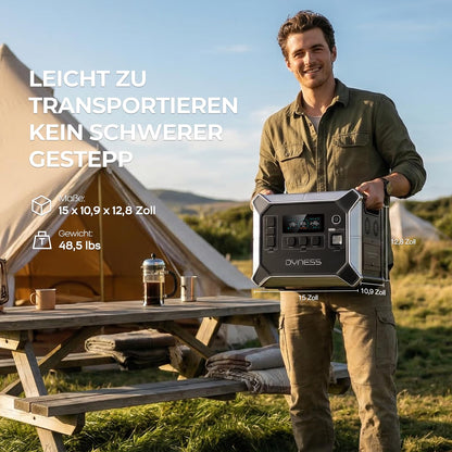 Tragbare Powerstation 2048 Wh LiFePO4, 2400 W Nennleistung, 4800 W Spitze, 16 Ausgaenge, UPS, reine Sinuswelle