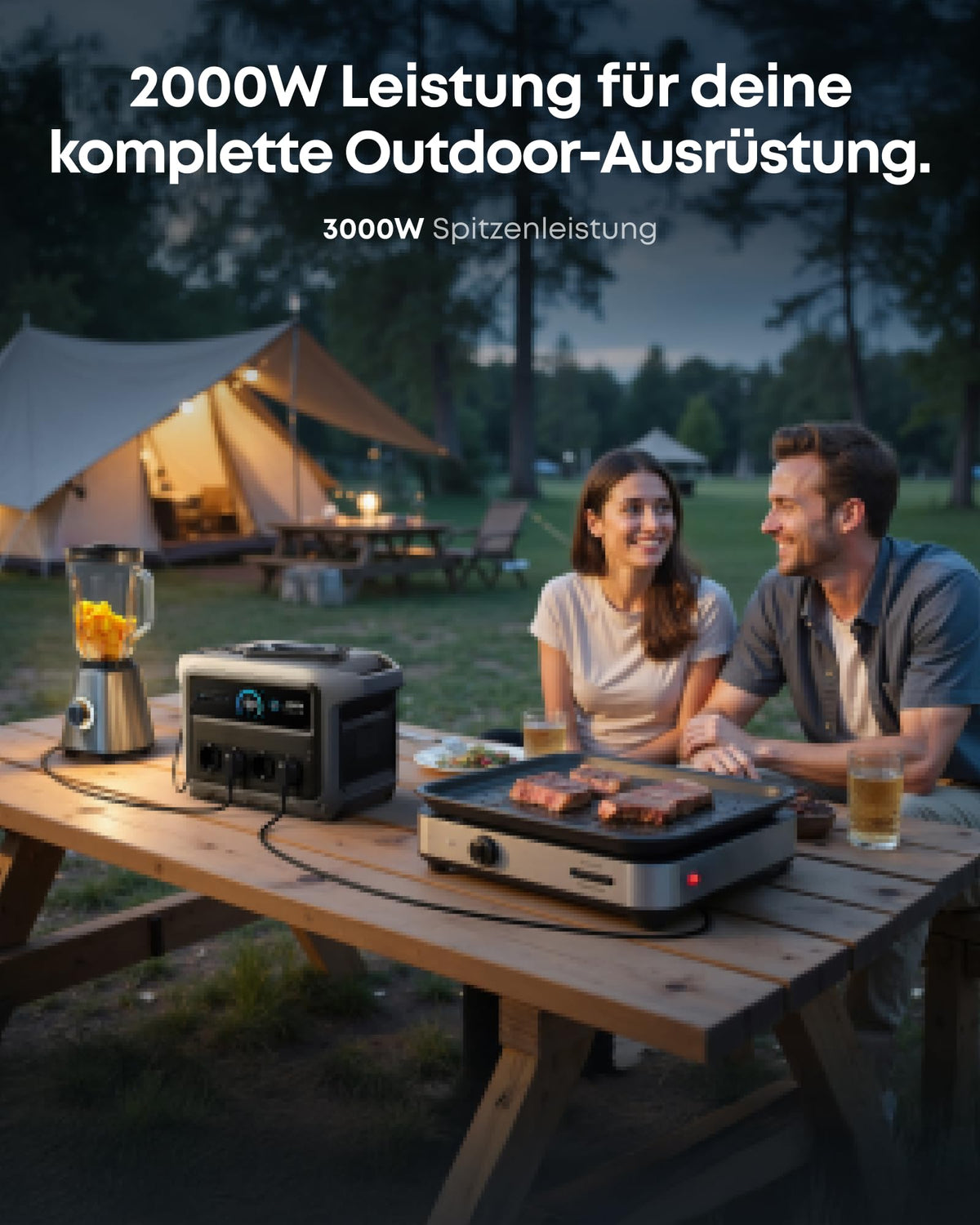 Portable Power Station 1024Wh with 400W Solar Panel, 2000W Output and 49-Minute Fast Charging