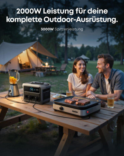 Portable Power Station 1024Wh with 400W Solar Panel, 2000W Output and 49-Minute Fast Charging