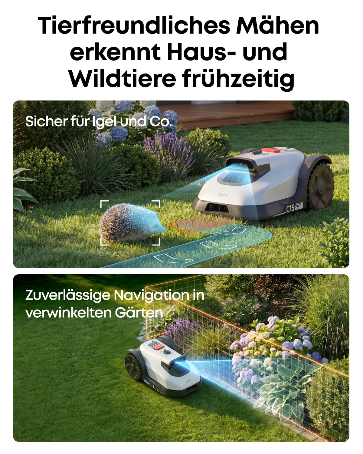 Robotic Lawn Mower without Boundary Wire with Garage, Spare Blades and AI Camera Navigation