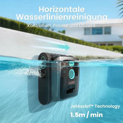 Robotic Pool Cleaner with Wall and Floor Scrubbing, Waterline Parking and Smart Sensor Navigation