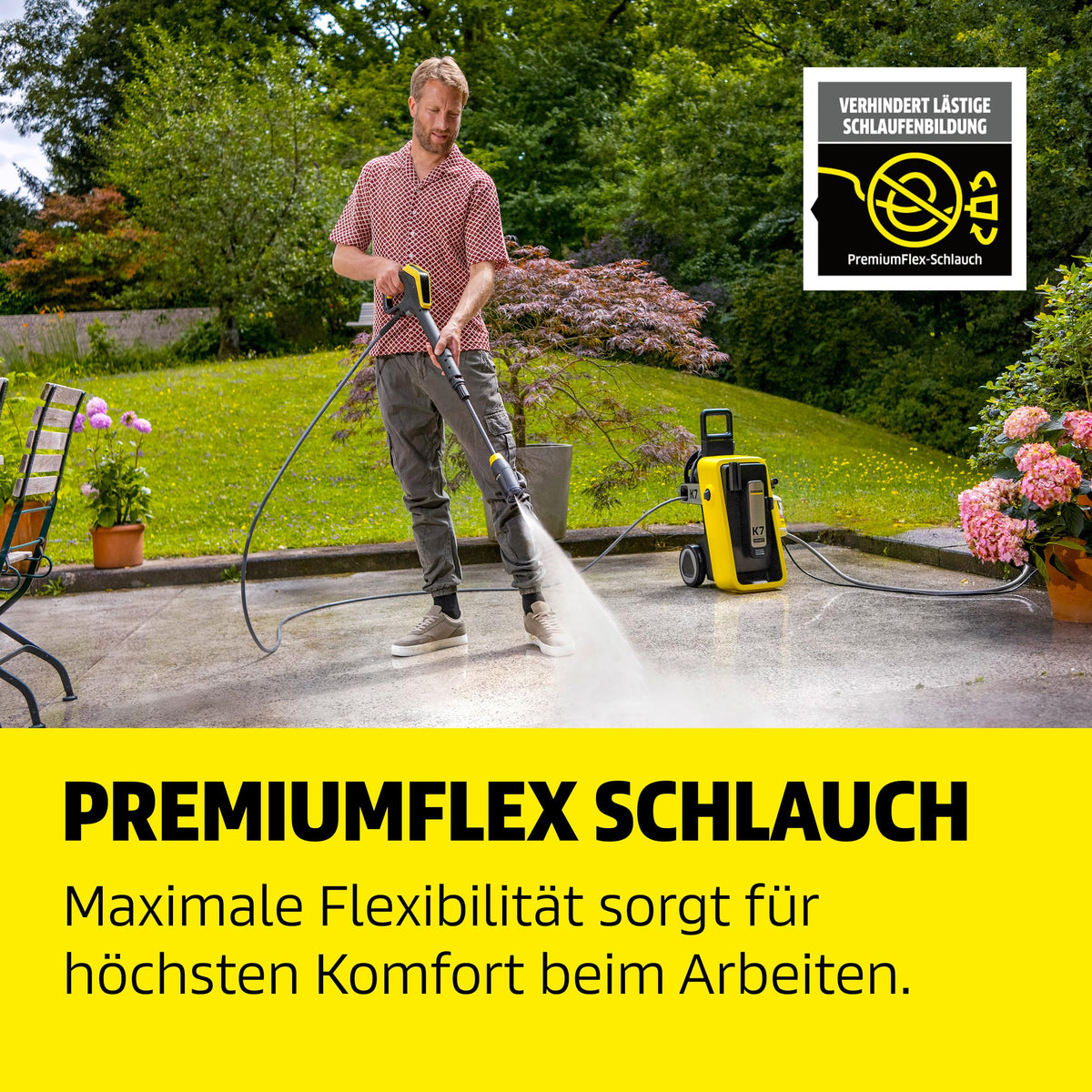 Elektrischer Hochdruckreiniger 180 bar, 600 l/h mit App-Steuerung, Car-and-Home-Kit und 10 m Schlauch, Gelb